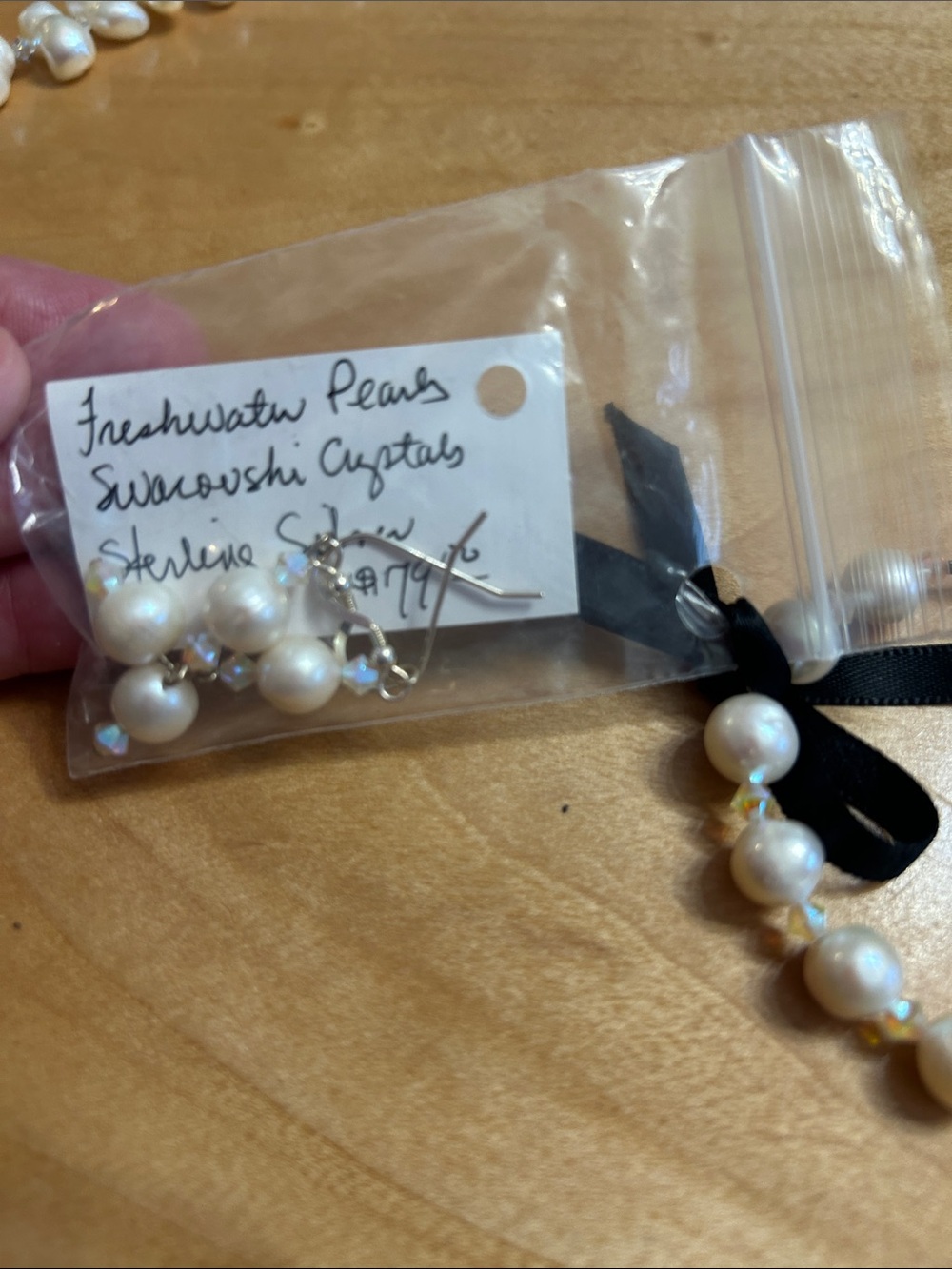 Freshwater Pearl Swarovski crystals Necklace & earring set - White - Picture 2 of 2